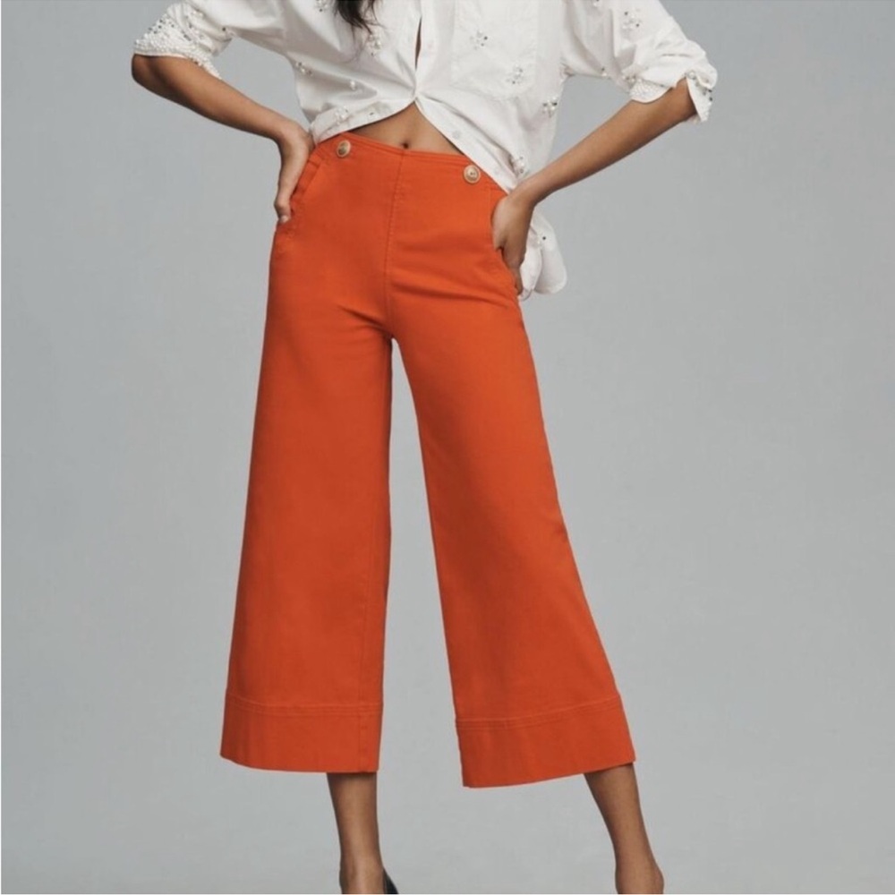 Maeve by Anthropologie | buttoned cropped wide-leg culotte pants